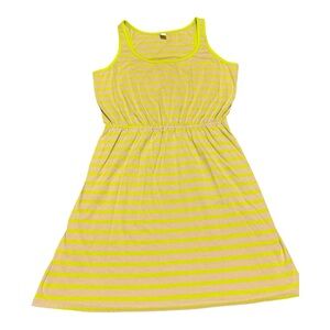 Old Navy Cotton Sundress Large Striped Green Tan Light Comfy Breezy Vacation Fun